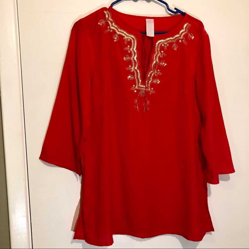 📏Medium Pink tunic gold medium kurti women shirt